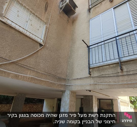 מזגנים מותקנים על קיר בניין עם רשתות הגנה